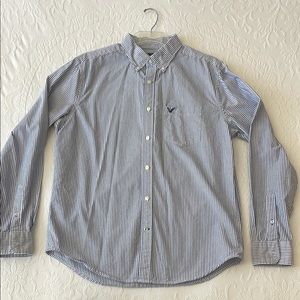 American Eagle Outfitters Men’s Blue & White Casual Fit Button Down Shirt Size L
